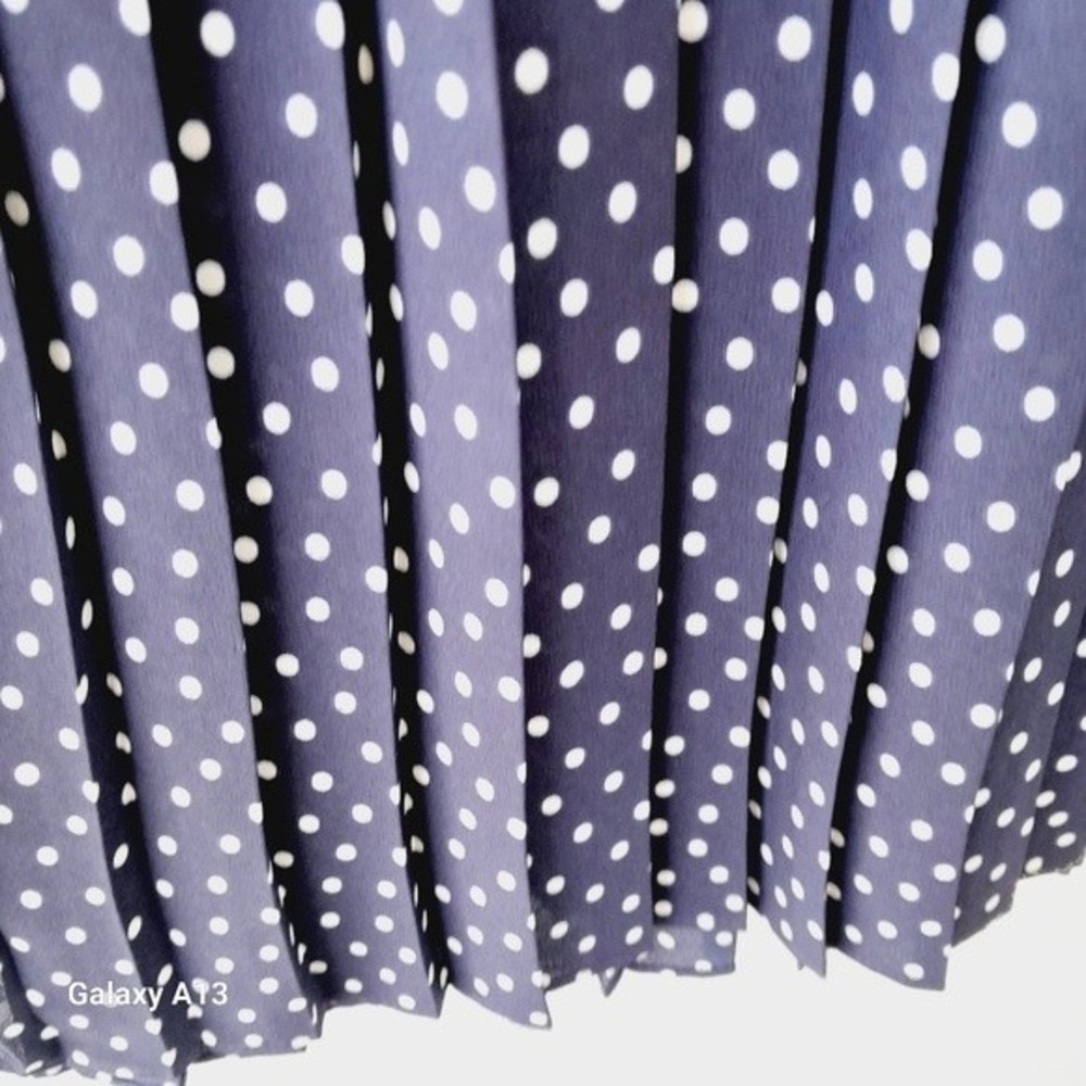 Zara Navy Blue Polka Dot Midi Dress with White Collar - Picture 6 of 7